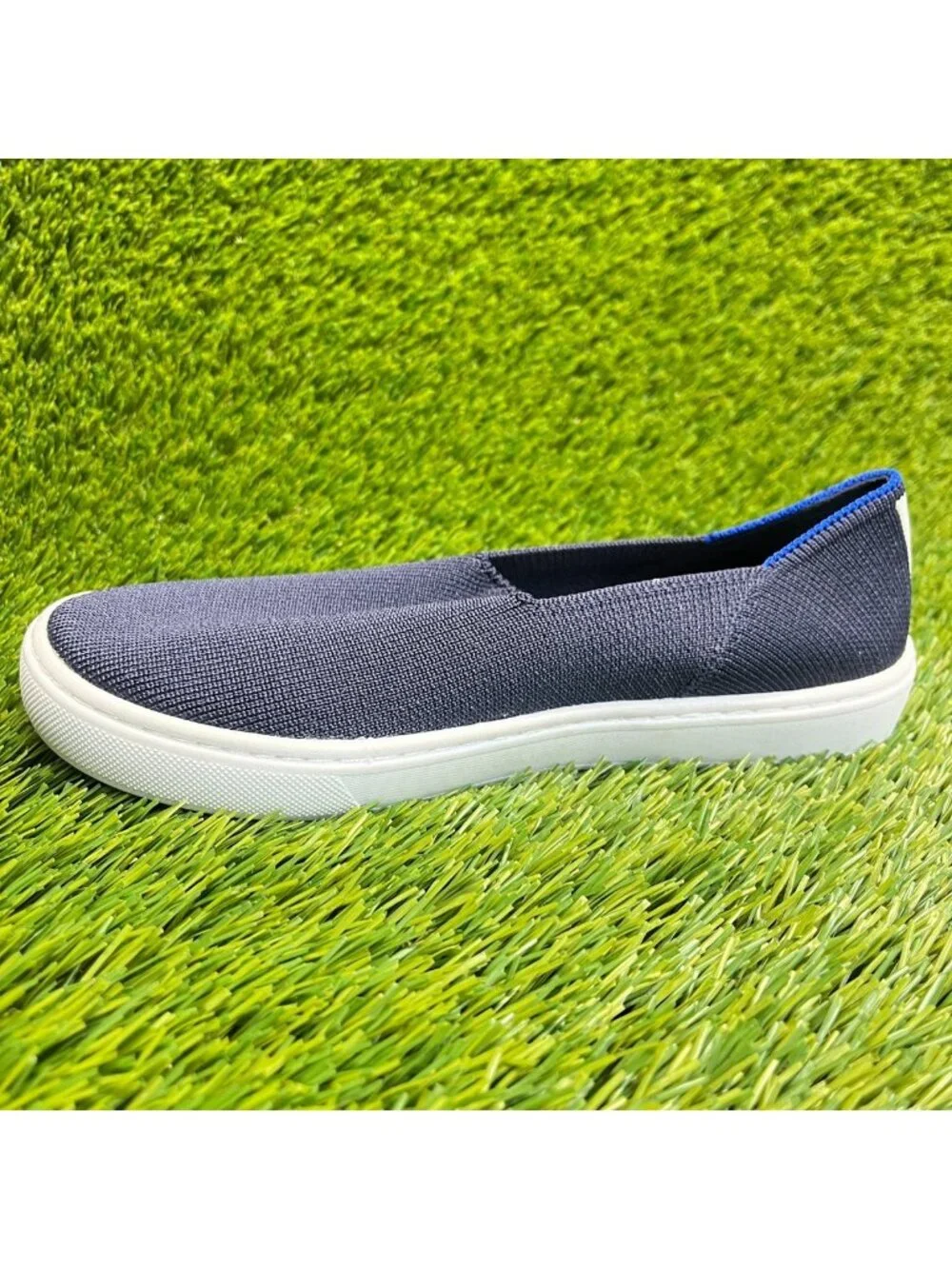 Rothy's The Kids Boys Size 3Y Blue White Athletic Slip On Knit Shoes Sneakers